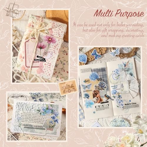 400Pcs Floral Scrapbook Supplies Kit,Junk Journal Supply for Beginner