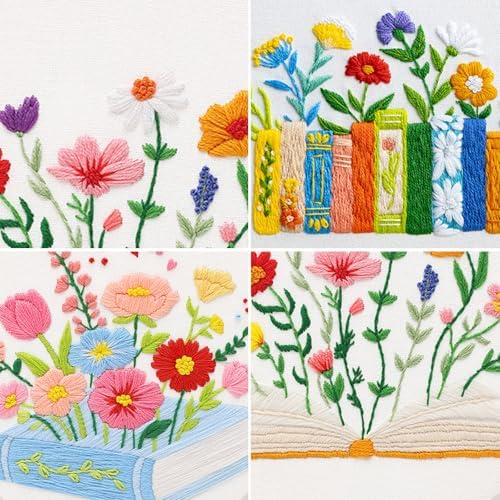 Louise Maelys 3 Pack Floral Book Embroidery Kit for Beginners DIY Craft