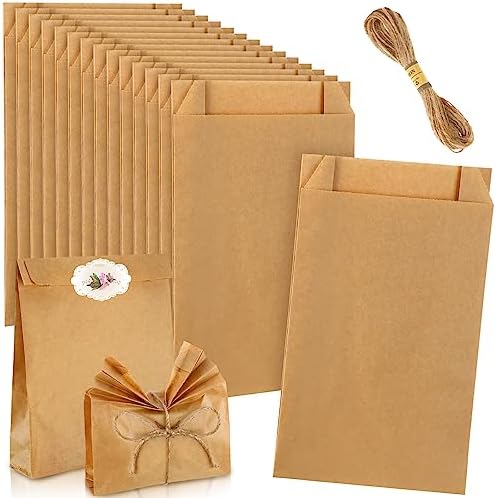 Fulmoon 50 Pcs Soap Packaging Paper Bag 5''x8'' with Rope,Solid Color