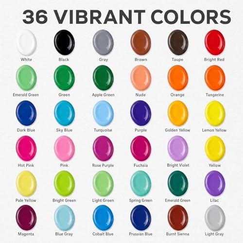 Acrylic Paint Set, 36 Colors, 4 oz/120ml Bottles