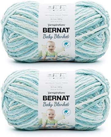 Bernat Baby Blanket Blue Green Yarn - 2 Pack of 300g/10.5oz - Polyester - 6 Super Bulky - 220 Yards - Knitting/Crochet