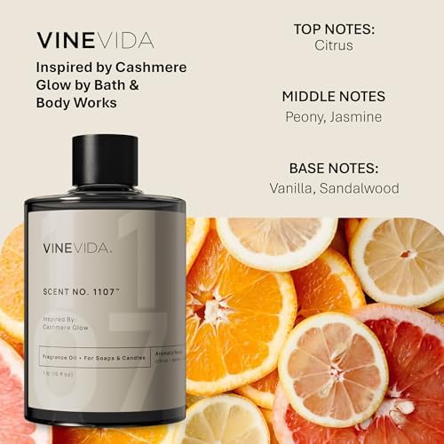 VINEVIDA [16oz] Cashmere Glow Fragrance Oil for Candle Making - Made in USA Scents for Soap Making - Natural Candle Fragrance Oil