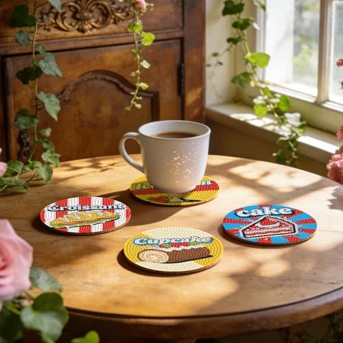 Leatrice Small Diamond Art Coasters Set Diamond Painting Kits for Adults