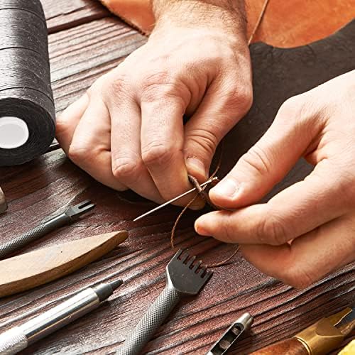 110Yards Waxed Thread with 7 Pcs Leather Needles for Hand Sewing