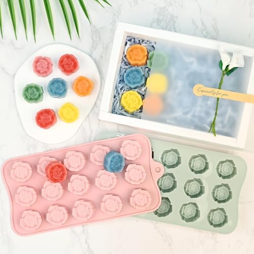 Rose Silicone Mold, 2 Pcs Rose Candy Molds 30 Cavity