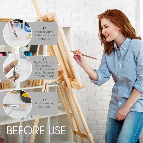 DUGATO Hog Hair Flat Paint Brush Set, 10-Piece Short Handle Brushes