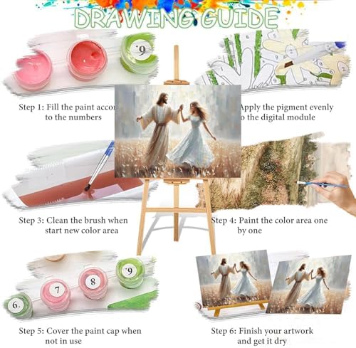 Jesus Paint by Numbers Kit for Adults Framed Canvas 12X16 in, Frameworkless