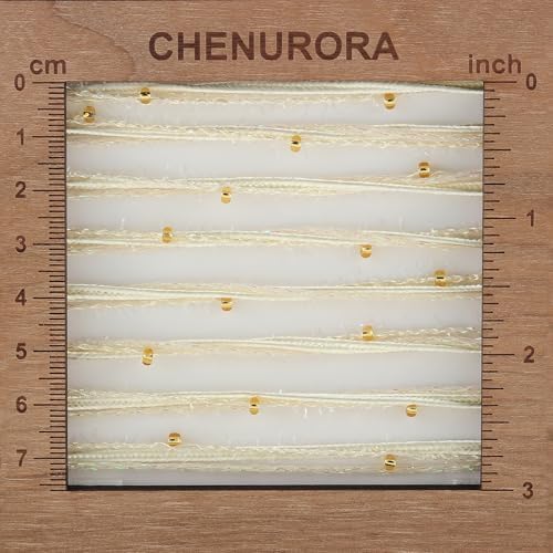 Artisanal Yarn Collection Multifiber Fancy Yarn for Knitting Crocheting Crafts DIY, Set of 3 Rolls (Cream Satin with Mini Golden Beads)