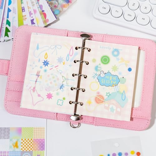 PRSTINCOL Cute Sticker Book, 30 Sheets Journaling and Scrapbooking Stickers, Letter and Decorative Self-Adhesive Stickers for Happy Planner, Scrapbook (Light Pink)