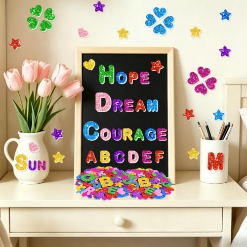 512 PCS Glitter Foam Letter Stickers, Alphabet Stickers for Crafts,8 Colors