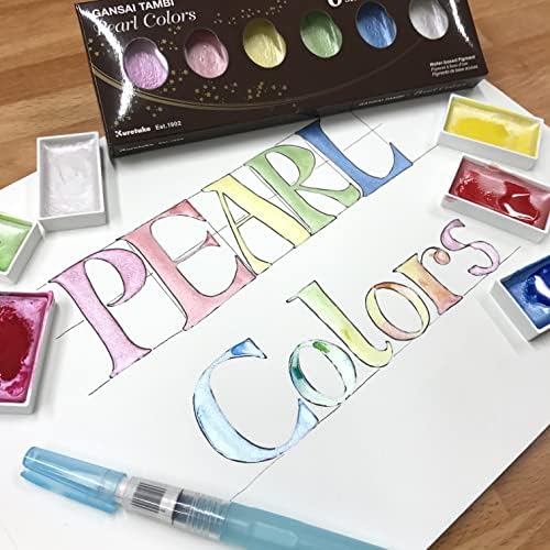Kuretake Gansai Tambi PEARL COLORS, 6 colors set, Made in Japan