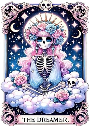 GOUOYANA Paint By Numbers Kit for Adults-Skull THE Dreamer Funny Canvas | Adult Paint by Number Kits on Canvas for Painting DIY Skull THE DREAMER Painting Art by Numbers for Home Wall Art Gift12X16in