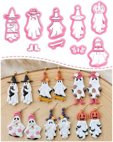 Keoker Ghost Polymer Clay Cutters Halloween, Halloween Clay Cutters for Polymer Clay Jewelry, Ghost Earring Clay Cutter