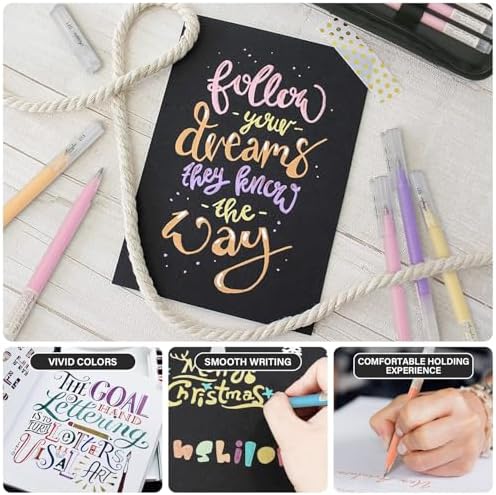 ZSCM 48 Colors 3D Acrylic Gel Pens & Black Paper Sketchbook for Drawing