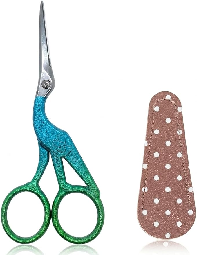 BIHRTC 4.5Inch Stainless Steel Sharp Tip Scissors with Leather Cover | Household Needlework Scissors for Embroidery Craft Needle Work Art Work Handcraft Threading
