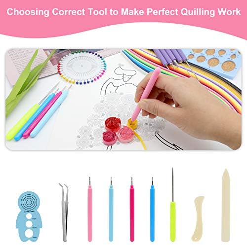 KITANIS 9 Pieces Multifunctional Slotted Quilling Tool and Supplies Kit Ergonomic for Beginner, Advanced Quiller, DIY, Handcraft, Scrapbooking, Card Making, Bookbinding and Origami