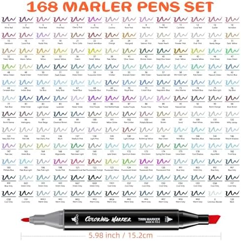 KJSHUANGTANG Alcohol Markers, 168 Colors Dual Tip Art Markers, Drawing, Coloring Marker for Sketching Adult Coloring