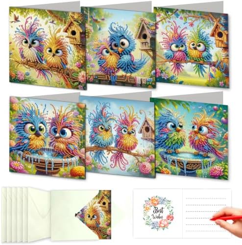 DDGYP 6 PCS Paper Folding DIY Diamond Art Greeting Cards Kit with Envelopes