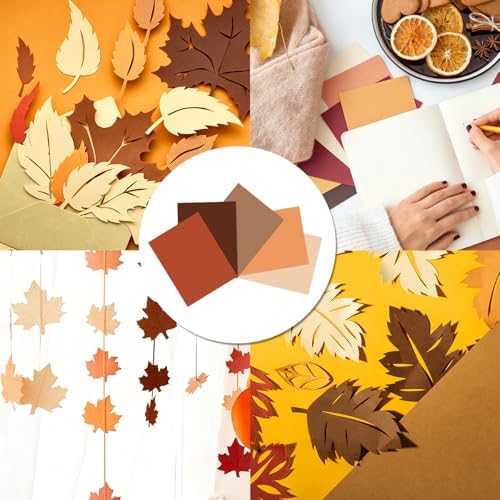 Whaline 50 Sheet 8.5 x 11 Inch Fall Card Stock Thick Paper Cards Terracotta Autumn Thanksgiving Scrapbook Paper for Prints DIY Arts Crafts School Office Home Supplies, 65 LB