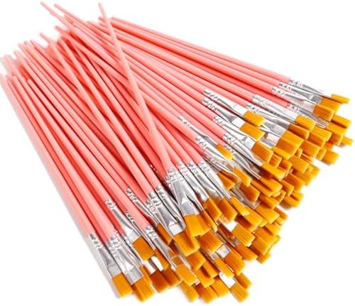 30Pcs Paint Brushes for Acrylics Painting, Flat Paint Brush Bulk, Pink