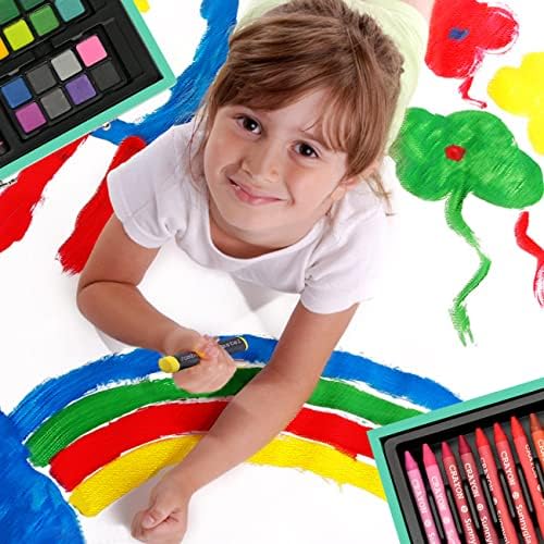 Sunnyglade 145 Piece Deluxe Art Set Wooden Art Box & Drawing Kit Green