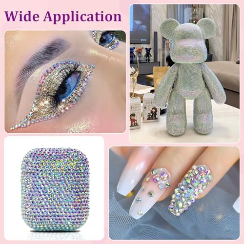25000Pcs Resin Rhinestones with Tweezers for Crafting, AB 2-6mm Mixed Sizes Non Hotfix Flatback Gems, Bedazzling Crystal for DIY Craft Clothing Mugs Tumblers Shoes Fabric Decor Nail Art