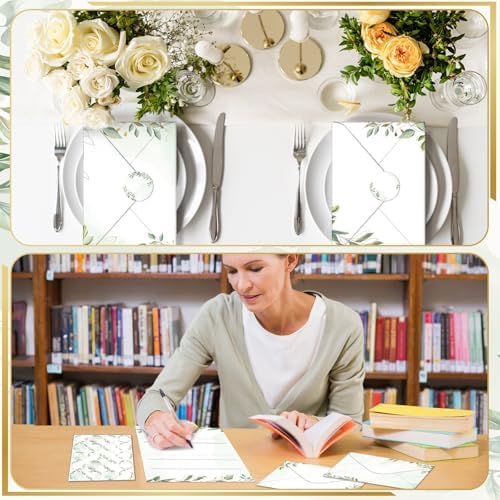 TaoBary 160 Pcs Eucalyptus Stationery Paper and Envelopes Set