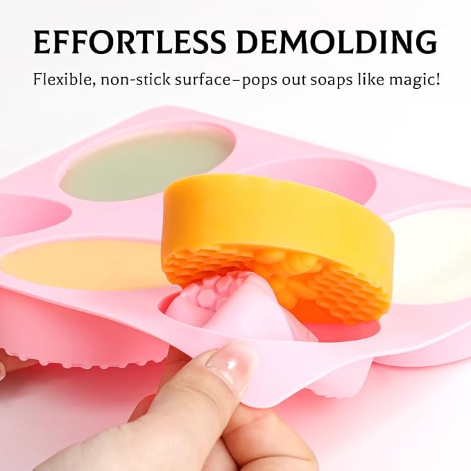 SJ 3D Bee Honeycomb Soap Mold Set, 2-Pack 6-Cavity Silicone Soap Molds | For Soap Making, Wax Melts, Beeswax, Cake & Chocolate, Food Grade Silicone, Easy Release, Reusable