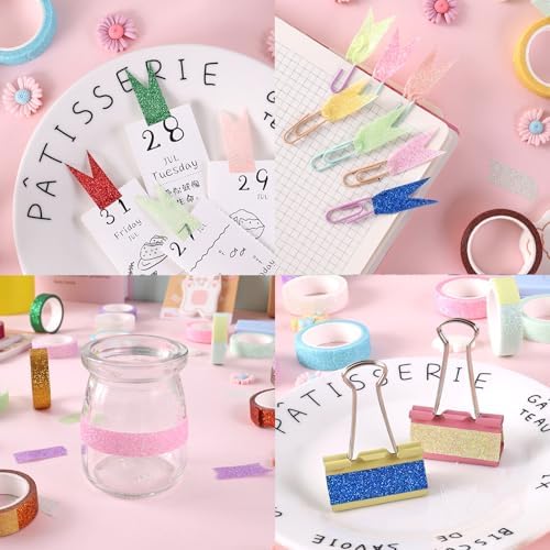 Glitter Washi Tape Metallic Decorative Craft Tape Set 24 Rolls Colored Masking for Scrapbook DIY Art Craft Supplies Gift Decor
