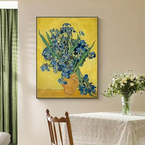 VeGuude Diamond Art Kits for Adults-Van Gogh Diamond Painting Kits for Adults Beginners,Irises 5D DIY Full Drill Diamond Painting Cat Gem Art and Crafts 12x16inch