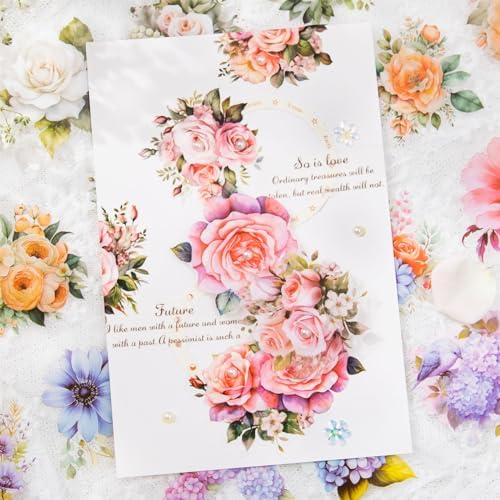 8Rolls Floral Washi Tape Set Flower PET Tapes Stickers for Crafts | Journaling Scrapbooking Supplies, Planner, Bullet Journals,Gift Wraping,Sunflower Rose Hydrangea Butterfly Decorative