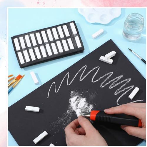 Watersay 48 Pcs Soft Chalk Pastels Set Soft Pastel for Artists Square Sketch Chalk Non-toxic Artist Pastel Sticks for Professional Artists Students and Art Lovers(White Color,30×8×8mm)