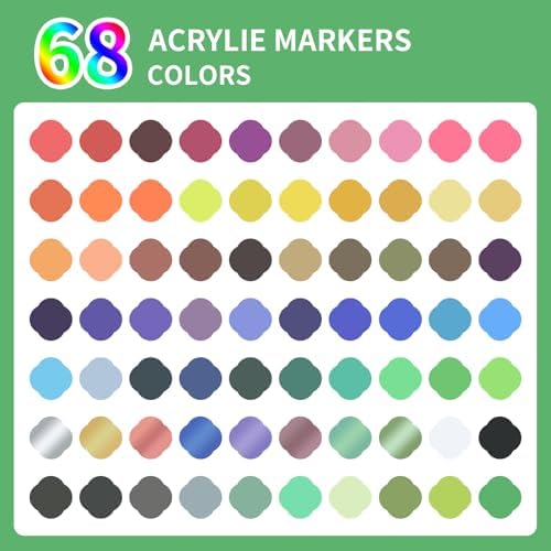 68 Colors Acrylic Paint Markers, Dual Tip Fine & Brush Pens Set