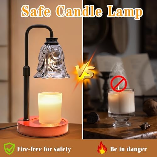 XJZJY Black Flower Candle Warmer Lamp with Timer, Birthday Gifts for Women | Dimmable wax melt warmer with 2 bulbs for jar candles, height adjustable, Black tulip design, home decor, housewarming gifts