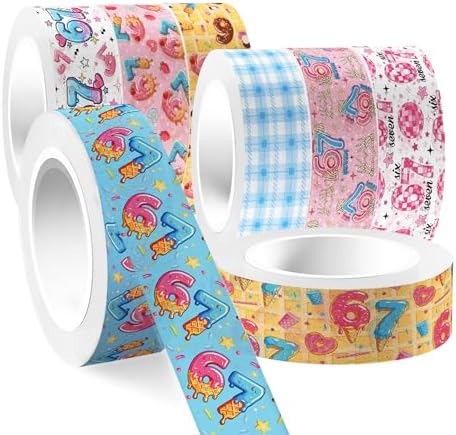 Donut Washi Tape Decorative Tape 12 Rolls,Cute Masking Tape Ice Cream Cake Gifts Wrapping Decorative Paper Stickers for DIY Art Crafts Wrapping Decor Junk Journal Scrapbooking Gifts Stickers