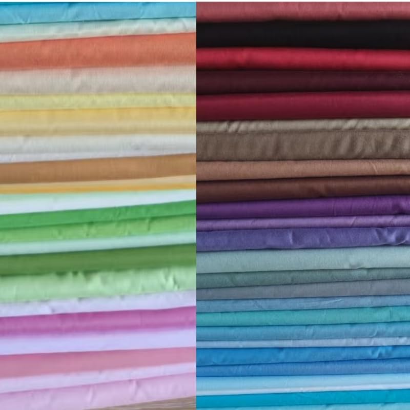 Cotton Fabric DIY Making Supplies Quilting Patchwork Fabric Fat Quarter Bundles DIY for Quilting Cotton Patchwork Cushions (50 Colors, 9.8" x 9.8")