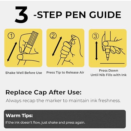 JusArt 0.7mm Fine Point Black & White Permanent Markers, 6 Pack