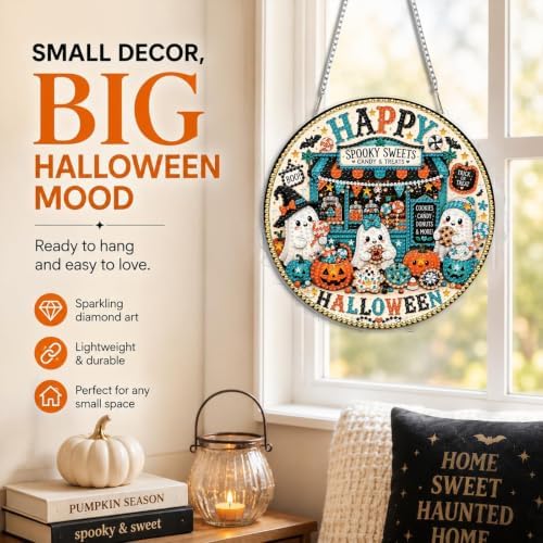 Halloween Diamond Art Hanging Kit for Adult, Diamond Art Painting 8x8inch