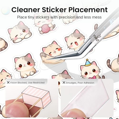 Craft Tweezers, Precision Tweezer with Leather Pouch for Stickers