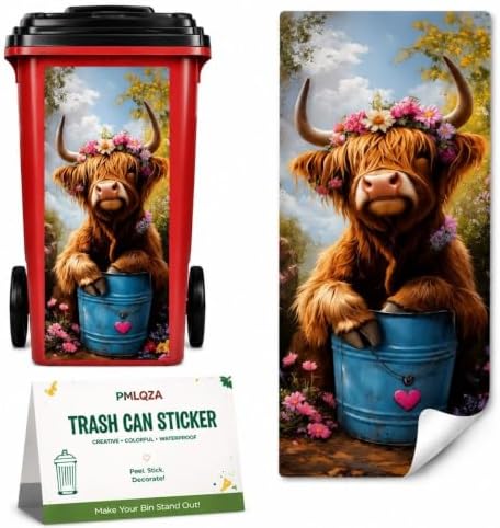 Creative Trash Can Sticker with Colourful Cartoon Waterproof Self-Adhesive