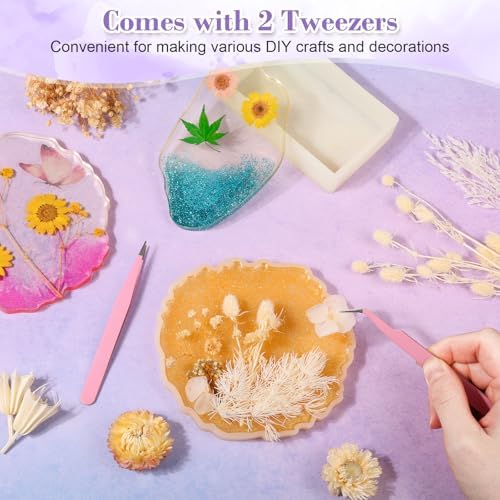 Real Dried Flowers 100% Natural Dried Flowers, Mixed Colors Dried Leaf Flowers for DIY Arts and Crafts Candles Resin Jewelry Nail Pendant Cards Scrapbooking Wedding Home Decoration (White)