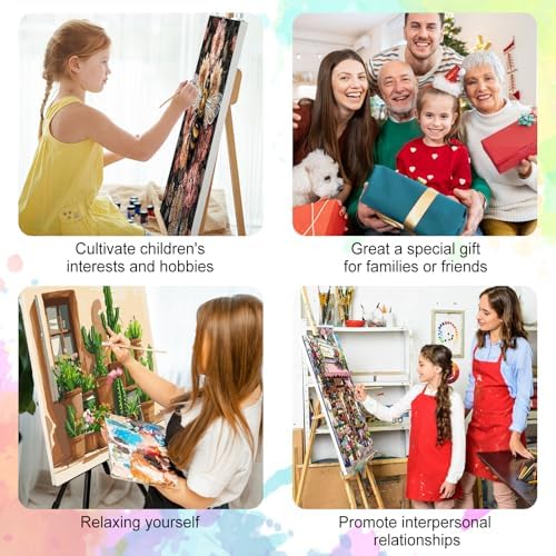 GEEHEIY Paint by Numbers Kit for Adults, Colorful Tulip Number Painting, 16 x 20 Inch