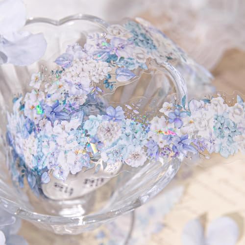 PET Tape Stickers for Journaling Supplies,Flower Scrapbook Stickers for DIY
