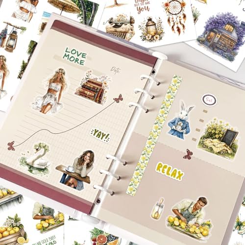 Prstincol 345pcs People Stickers Book,Planner Stickers for Junk Journal Kit,40 Sheet Scrapbook Supplies with Junk Journal Supplies and Washi Tape Sticker for Planners, Bullet Journal, Mixed Media Art