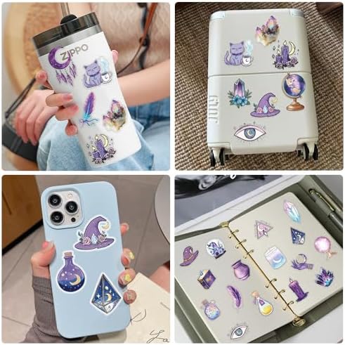 50pcs PET Vinyl Stickers Scrapbook, Self-Adhesive Waterproof Vinyl Sticker for Laptops, Aesthetic Decor Journal Stickers Planner Accessories for Luggage, Water Bottles.Magical Magic