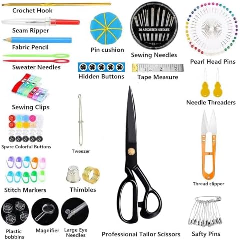 YAJUYANG 251 Pcs Sewing Kit for Adults, Professional Needle and Thread Kit with Heavy Duty Fabric Scissors & Yarn Snips, Complete Portable Travel Sewing Kit for Home, Emergency Repair, Beginners Gift