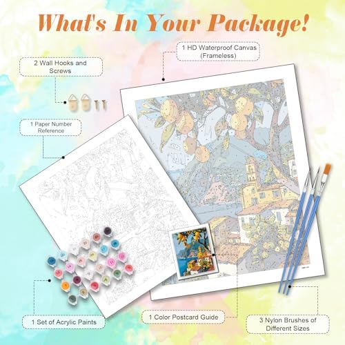 Kalonyth Lemon Tree Paint by Numbers Kit for Adults, 16x20 inch, No Framed