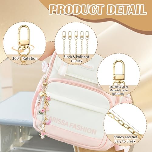 Riwiuue 20 Pcs Keychain Making Kit, Gold Key Chain Making Supplies