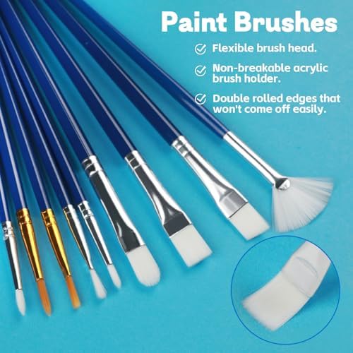 Halobios Paint Brushes Set, 20 Different‑Size Acrylic Paint Brushes for Nail Art, Face Art, Crafts, Rock Painting & School Projects