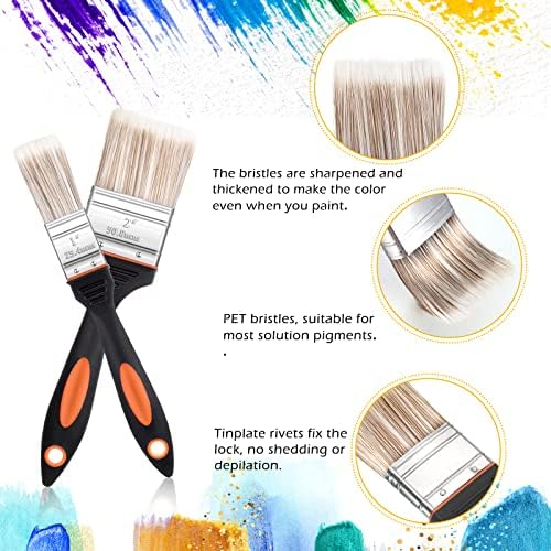 CHENGU 5 Piece Paint Knives Palette Knife Set with Fan Brush for Oil Canvas | Stainless Steel Blades, 2 in and 1 in Knives, Background Blender, Mixing Spatula, Painting Starter Kit